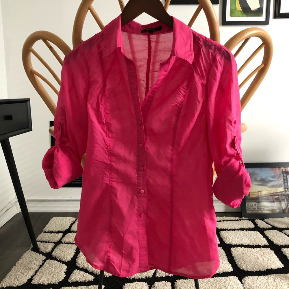 Button Down Portfino Semi sheer Top